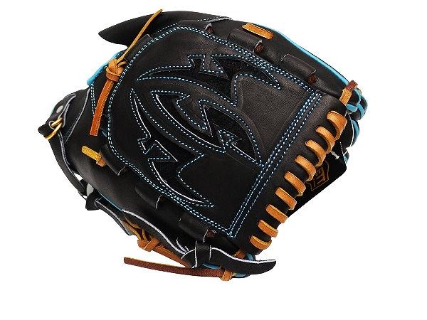 ZETT Pro Model Elite 12 inch Fastback Pitcher Glove - Black/Skyblue