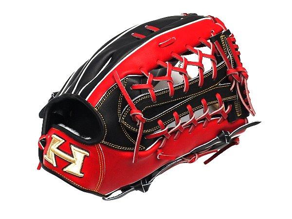 HI-GOLD Japan Steerhide 13 inch Outfielder Glove - Black/Red